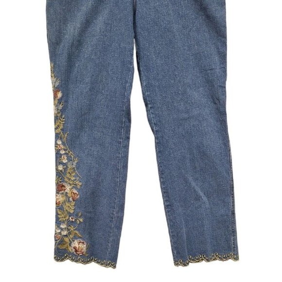 Susan Bristol Jeans Womens Size 6 Embroidered Scalloped Hem Bohemian - Picture 4 of 8